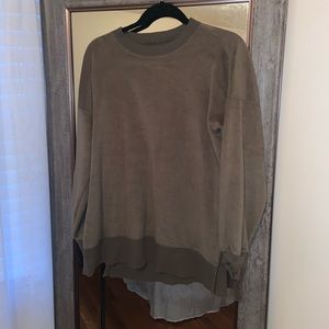 aerie oversized green crew neck sweater